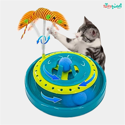 Interactive Cat Toy 2-in-1 Mouse Catching Ball with Track and Wand Cat and Kitten Toy